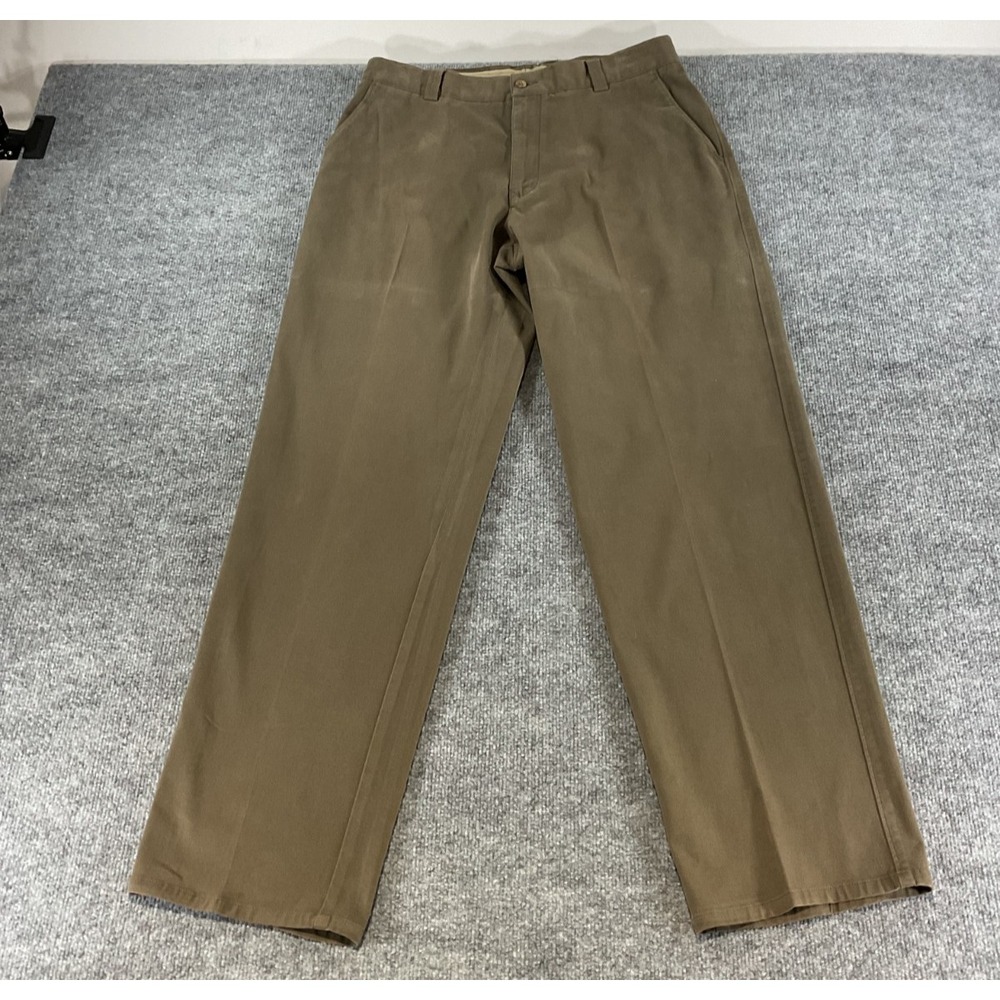 Tommy Bahama Pants Men 36x32 Brown Silk Blend Dress Casual Made In Hong Kong